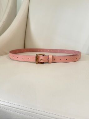 J. Crew Slim Blush Pink Leather Belt with Gold Buckle